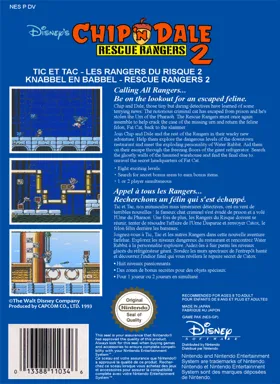 Chip 'n Dale - Rescue Rangers 2 (World) (The Disney Afternoon Collection) (Aftermarket) (Unl) box cover back